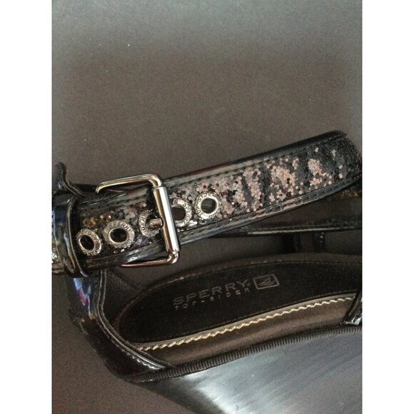 Sperry Top-Sider Harbordale Glitter Crisscross Strap Wedge Heels Sandals Size 9M - Picture 9 of 11